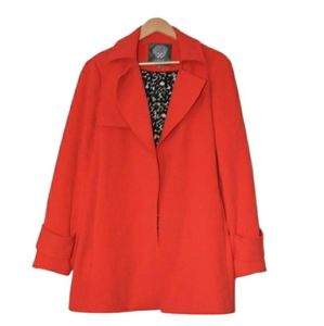 Vince Camuto Red Leopard Print Lined Car Coat